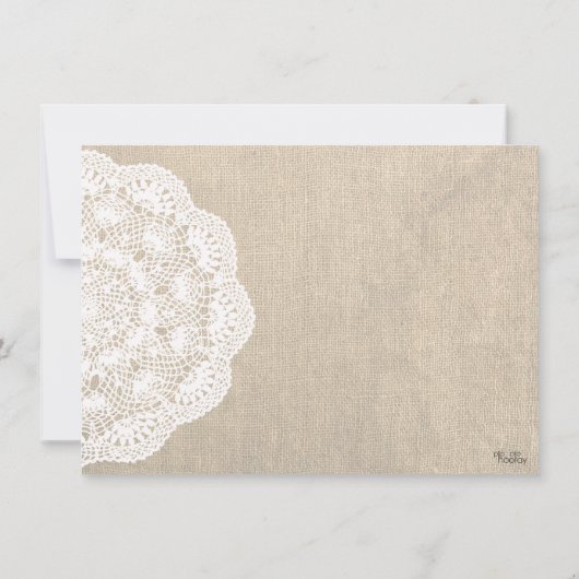 Lace Doily & Burlap 50th Birthday Party Invite Kaart (Achterkant)