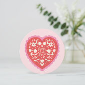 Lace Doily Heart Hand-Drawn Valentine's Day Feestdagenkaart (Staand voorkant)
