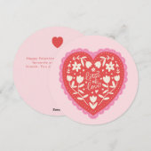 Lace Doily Heart Hand-Drawn Valentine's Day Feestdagenkaart (Voorkant / Achterkant)