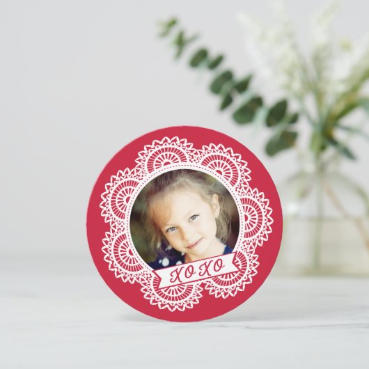 Lace Doily Photo Valentijns Card Kaart (Staand voorkant)