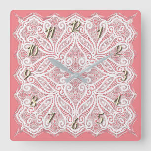 Lace doily vierkante klok