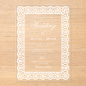 Lace Doily Wedding Acrylic Invitations Acryl Uitnodigingen (Voorkant)