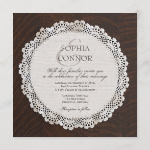 Lace Doily Wedding Invitation Kaart