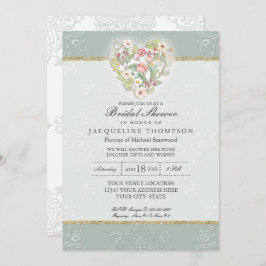  Lace Dusty Silver Sage Floral Vrijgezellenfeest Kaart