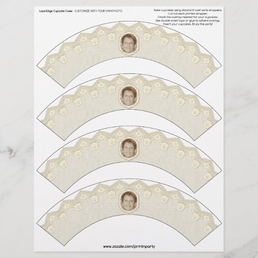 Lace Edge Cupcake Cosie - Beige - (Voorkant)