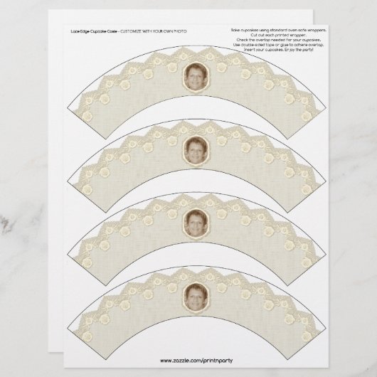 Lace Edge Cupcake Cosie - Beige -  (Voorkant / Achterkant)