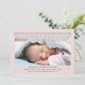 Lace Edging Photo Birth Announement Aankondiging (Staand voorkant)