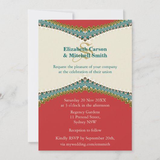 Lace Elegance : Uitnodiging tot een rood Blauwgroe (Achterkant)