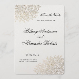 Lace Elegant Gold Foil Bewaar de datum Save The Date