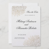  Lace Elegant Gold Foil Bewaar de datum Save The Date (Voorkant)