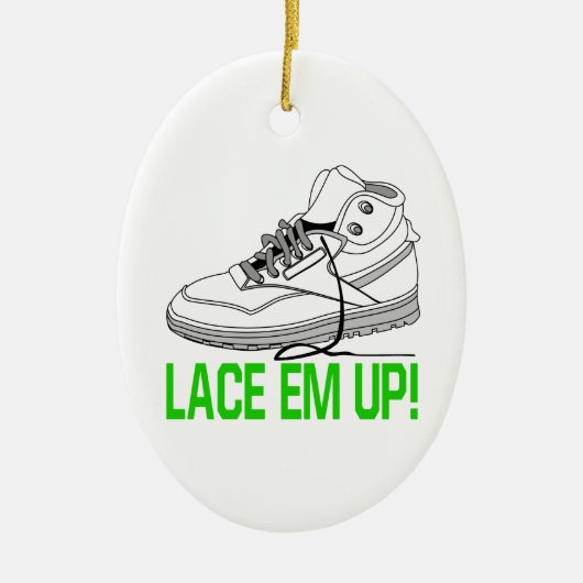 Lace Em Up Keramisch Ornament (Voorkant)