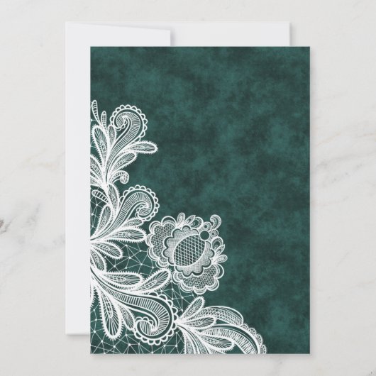 Lace Emerald Green Velvet Religieuze bruiloft Kaart (Achterkant)