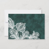 Lace Emerald Green Velvet Wedding Save the Date (Achterkant)