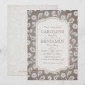 Lace en burlap elegant landbruiloft kaart (Voorkant / Achterkant)