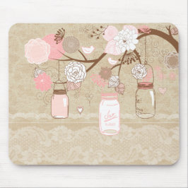  Lace en Burlap Mason Jar Tree Muismat