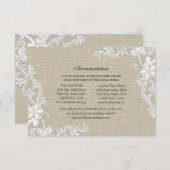 Lace en Burlap Routebeschrijving Invoegen Informatiekaartje (Voorkant / Achterkant)