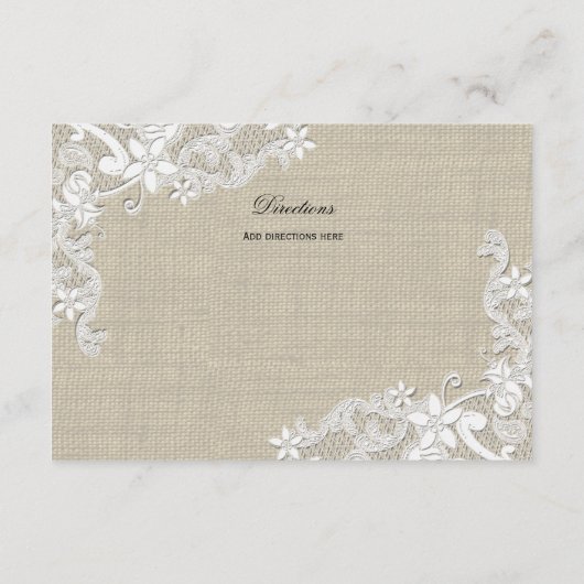 Lace en Burlap Routebeschrijving Invoegen Informatiekaartje (Achterkant)