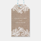 Lace en Burlap Wedding Cadeaulabel (Voorkant)