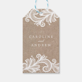 Lace en Burlap Wedding Cadeaulabel