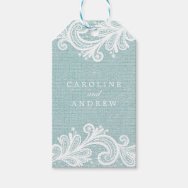Lace en Burlap Wedding Cadeaulabel