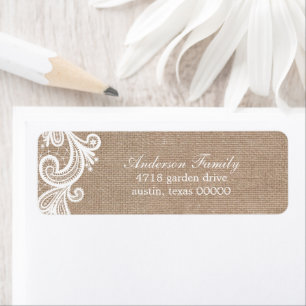 Lace en Burlap Wedding Etiket