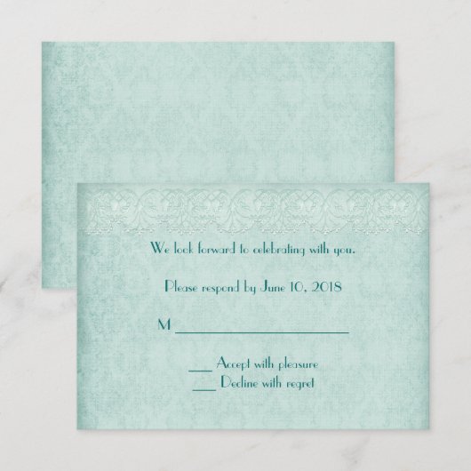 Lace en Damask RSVP Kaart (Voorkant / Achterkant)