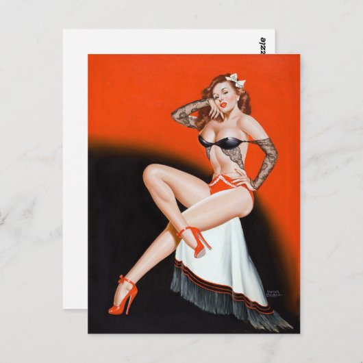 Lace en High Heels omhoog Briefkaart (Voorkant / Achterkant)