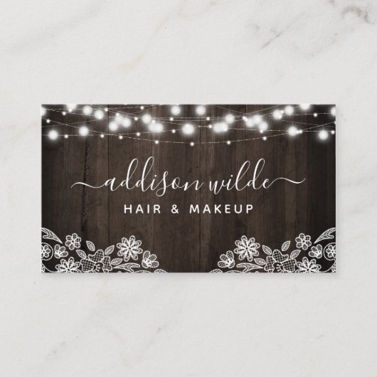 Lace en Hood String Lights Modern Elegant Visitekaartje (Voorkant)
