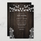 Lace en Hood String Lights Rustisch Baby shower Kaart (Voorkant / Achterkant)