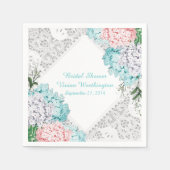  Lace en Hydrangeas Vrijgezellenfeest Napkins Servetten (Voorkant)