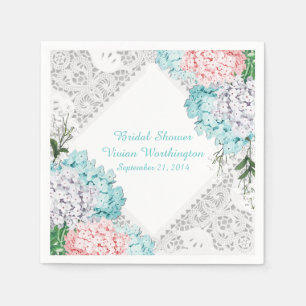  Lace en Hydrangeas Vrijgezellenfeest Napkins Servetten
