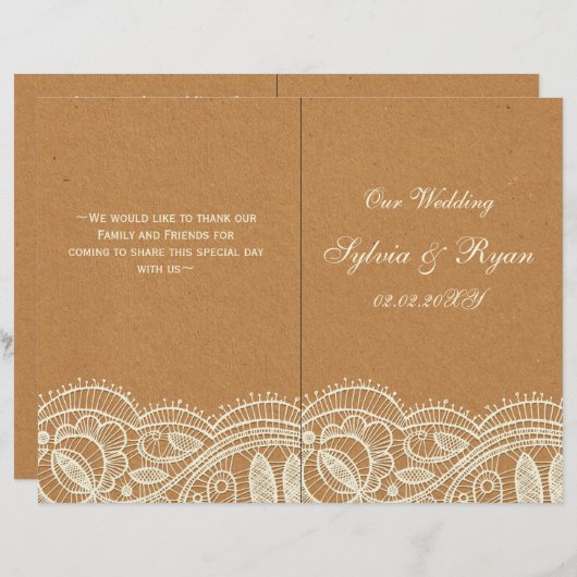 Lace en Kraft Paper Wedding (Voorkant / Achterkant)