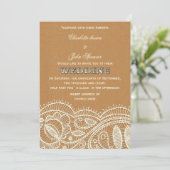 Lace en Kraft Paper Wedding Kaart (Staand voorkant)
