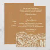 Lace en Kraft Paper Wedding Kaart (Voorkant / Achterkant)