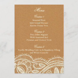 Lace en Kraft Paper Wedding Menu