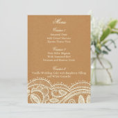Lace en Kraft Paper Wedding Menu (Staand voorkant)