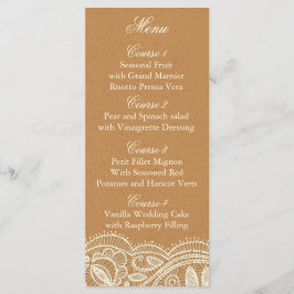 Lace en Kraft Paper Wedding Menu