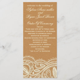 Lace en Kraft Paper Wedding Programmakaart