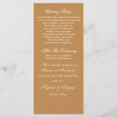 Lace en Kraft Paper Wedding Programmakaart (Achterkant)