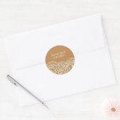 Lace en Kraft Paper Wedding Ronde Sticker (Envelop)