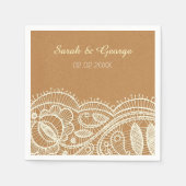Lace en Kraft Paper Wedding Servetten (Voorkant)