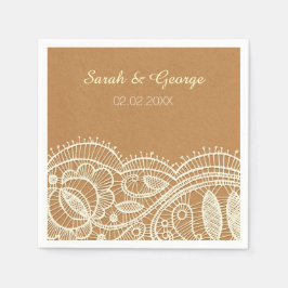 Lace en Kraft Paper Wedding Servetten