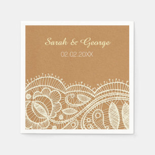 Lace en Kraft Paper Wedding Servetten
