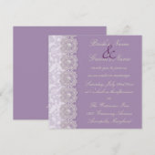 Lace en Pearls Lavender Wedding Invitation Kaart (Voorkant / Achterkant)