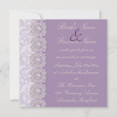 Lace en Pearls Lavender Wedding Invitation Kaart (Voorkant)