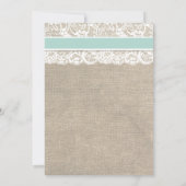 Lace en Rustic Burlap Wedding Invitation Seafoam Kaart (Achterkant)