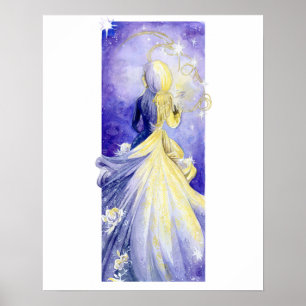 Lace en witte rozen poster