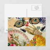 Lace Fan Spectacles and Flowers Briefkaart (Voorkant / Achterkant)