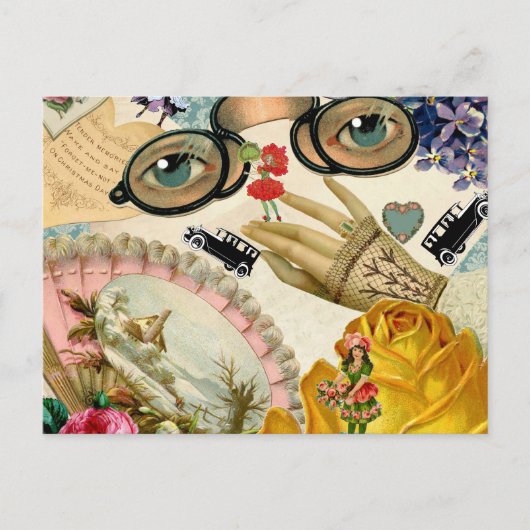 Lace Fan Spectacles and Flowers Briefkaart (Voorkant)