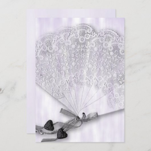 Lace Fan Wedding Kaart (Voorkant / Achterkant)